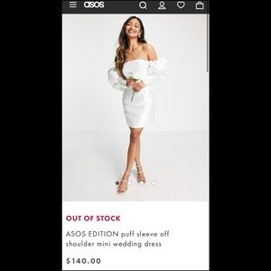 ASOS bridal edition puff sleeve off shoulder mini dress